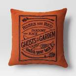 Embroidered Ghosts in the Garden Square Halloween Throw Pillow Orange - Threshold™