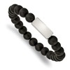Chisel Stainless Steel Brushed ID Plate 8mm Black Agate Beaded Stretch Bracelet - 2 of 4