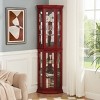 Tall Lighted Corner Curio Cabinet with Tempered Glass Doors,Adjustable Glass Shelves & Mirrored Back for Living Room Display-Baofuwish - 2 of 4