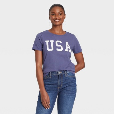 Women's USA Short Sleeve Graphic T-Shirt - Blue