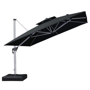 PURPLE LEAF Square Patio Umbrella Cantilever Umbrella with Base for Pool Lawn Garden 360° Rotation - 1 of 4