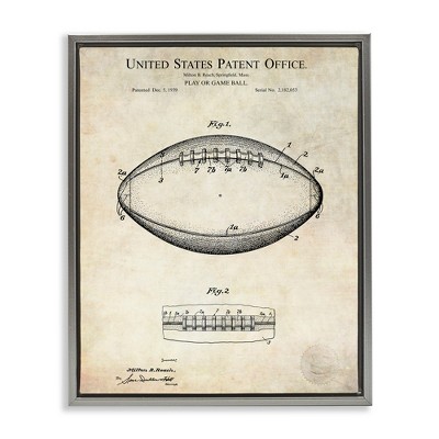 Stupell Industries American Football Sports Blueprint, 17" x 21"