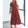 Women's 2025 Summer Casual Midi & Maxi Dress - Lightweight V-Neck Boho Beach Dress with Elastic Waist & Pockets Brown Red - 2 of 4