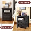 MUUEGM Farmhouse Nightstand with Charging Station, 18" Bedside Table with Drawer & Storage Cabinet, End Table for Bedroom, Living Room - 4 of 4