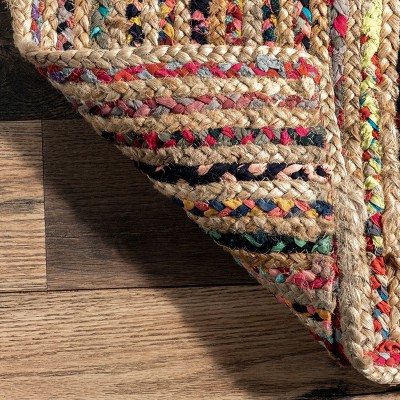 Handmade Multicolor 8x10 Cotton Jute Braided Area Rug