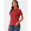 Allegra K Women's Short Sleeve Button Down Peter Pan Collar Blouse - image 2 of 4