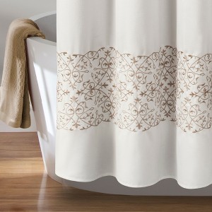 Scroll Medallion Shower Curtain Neutral 72X72 - 1 of 3