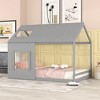 Bed Frame Full Bed With Roof Window, Sturdy Construction Slatted Support, No Box Spring Required, Platform Bed For Boys Girls Teens Bedroom - 2 of 4