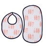 Bacati - Olivia Coral/Navy Feathers/Triangles Muslin 4 pc set of Bibs & Burp Cloths Set - 2 of 4