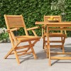 vidaXL Folding Patio Chairs Lawn Chair Outdoor Seating 2 Pcs Solid Wood Teak - 2 of 4
