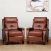 Set of 2 Florina Modern Upholstery Genuine Leather Recliner with Nailhead Trim for Living Room and Bedroom  | ARTFUL LIVING DESIGN - 2 of 4