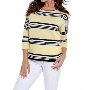 Women's Striped 3/4 Sleeve Top - ANGEL - 1 of 2
