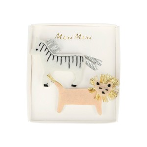Meri Meri Zebra & Lion Felt Hair Clips (Pack of 2) - 1 of 2