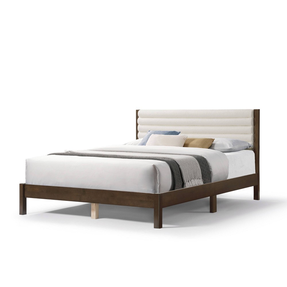 Photos - Bed HOMES: Inside + Out Queen Belna Platform  with Boucle Upholstery Dark Walnut