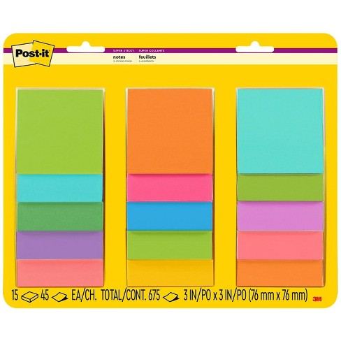 Post-it Super Sticky Notes 3 X 3 Miami 654-15ssmulti2 : Target