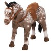 Qaba Ride on Horse, Riding Horse with Neighing Sound, Saddle, Stirrups, Ride on Animal for Kids Boys Girls 3-8 Years Old, Brown - 4 of 4