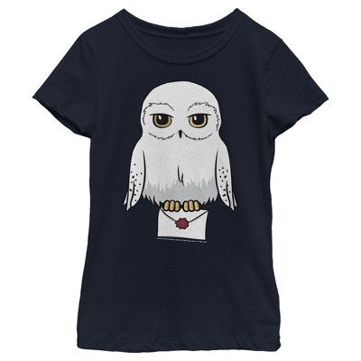 Girl's Harry Potter Cartoon Hedwig Letter T-Shirt