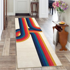 2x6 Modern Rainbow Runner Rug Machine Washable Low Pile Hallway Runner Colorful Abstract Floor Carpet Soft Thin Rug Non Shedding Non Slip Rug - 1 of 4