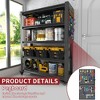Munora - 78"H 5-Tier Heavy Duty Shelving with Pegboard & Wheels - 47.2"W x 18"D - 2000lbs Capacity - 3 of 4
