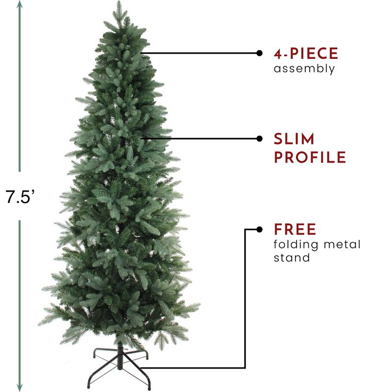 Northlight Real Touch™️ Green Slim Washington Frasier Fir Artificial Christmas Tree - Unlit - 7.5', 4 of 10