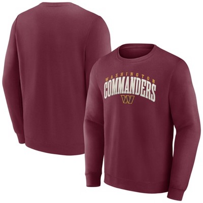 WASHINGTON COMMANDERS YARD LINE LONG SLEEVE FLEECE CREWNECK SWEATSHIRT WITH  RIBBED KNIT COLLAR, WRIST, AND WAISTBAND