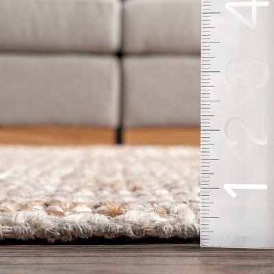 Ivory and Beige Braided Cotton Rectangular 8' x 10' Area Rug