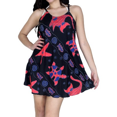 LA LEELA Women's Vacay Holiday Beach Summer Beachwear Sleeveless Casual Dress Honeymoon Nightshirts Mini Slip Nighty 2-4 Neon_AC957