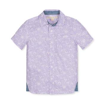 Hope & Henry Boys' Short Sleeve Linen Shirt with Side Vent, Infant