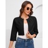Womens Cropped Blazer Casual Business 3/4 Sleeve Collarless Open Front Cardigan Work Jacket Shrug - 4 of 4