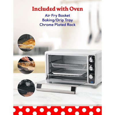 White Stainless Steel 6-Slice Air Fryer Convection Toaster Oven