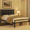 Yaheetech Metal Platform Bed Frame with Square Tufted Faux Leather Upholstered Headboard - 3 of 4