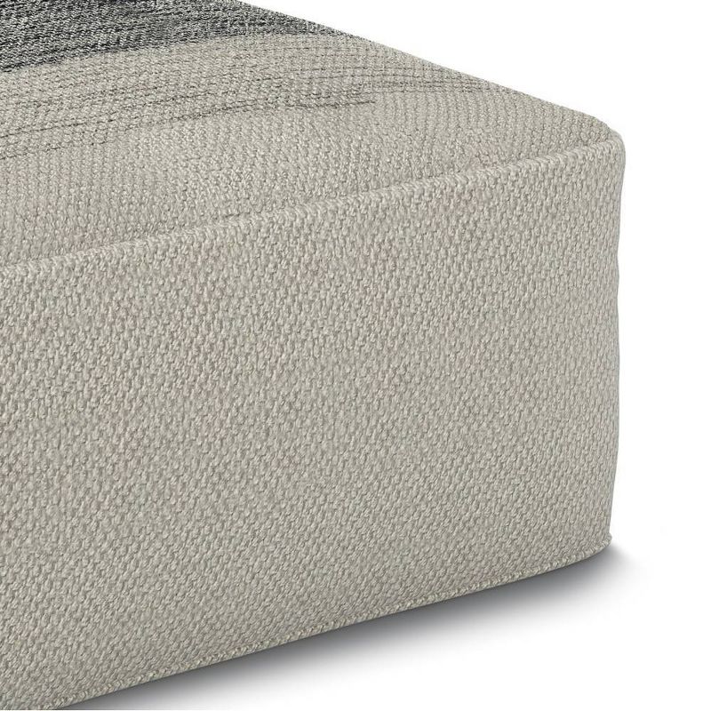 Irena Square Woven PET Polyester Pouf Gray/White - WyndenHall, 4 of 8