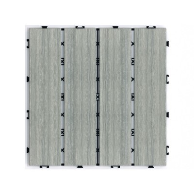 Vynxaria 11 Pieces of 11.8 Inch Light Gray Interlocking Tiles with Striped Pattern, Waterproof for Courtyard, Balcony, Patio