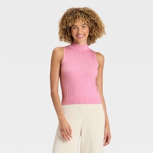 Women's Mock Neck Ribbed Sweater Tank - A New Day™ - 1 of 3