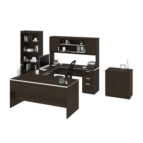 Ridgeley U Shaped Desk With Lateral File And Bookcase Bestar Target