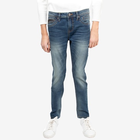 CULTURA Skinny Jeans for Boys Big Boys Teens Slim Wash Denim Pants, Blue  -Thick Stitch, Size 14