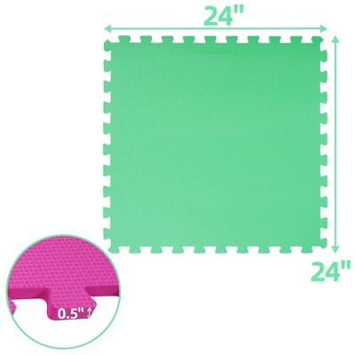 Multicolor EVA Foam Interlocking Exercise Mat Tiles, 24" x 24"