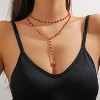 Gothic Blood Drop Fringe Choker With Crystal & Pearl Beads For Vampire Halloween Punk Jewelry - 2 of 4