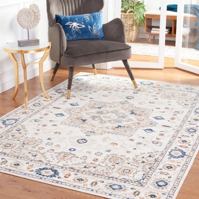 Ivory and Beige Hand-knotted Synthetic Rectangular Area Rug 4' x 6'