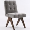 YOUNIKE Modern Upholstered Chair Set of 2 Dining Room Armless Kitchen Chairs Linen Fabric Chair Vanity with 4.7" Thick Cushion Wood V-Leg - 2 of 4