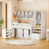 TIRAMISUBEST Twin/Full Size Loft Bed with Under-bed Desk with Drawers and Shelves, Wooden Loft Bedframe with Top Cabinets, Wardrobe and Open Storage - 2 of 4
