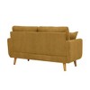 2-Seater Corduroy Mid-Century Sofa with Flared Arms, Solid Wood Frame and 2 Throw Pillows for Apartment or Small Living Room - 4 of 4