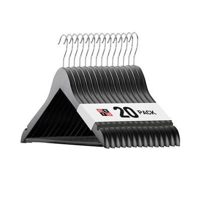 OSTO Wooden Suit Hangers; Ultra-Durable Smooth Finish Wood Coat Hanger with Non Slip, Grooved Pant Bar & Swivel Hook