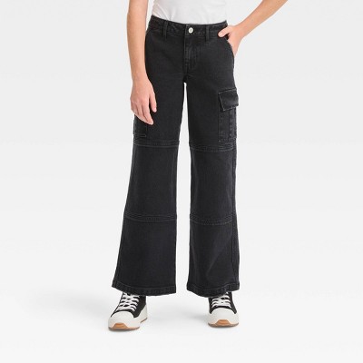 Girls' Mid-Rise Wide Leg Jeans - art class™ Light Wash 4