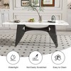 Hooseng 79" Dining Table for 6-8 People, Modern White Rectangular Kitchen Table with Marble Tabletop, Modern Long Dining Room Tables with 8 Chairs - 3 of 4