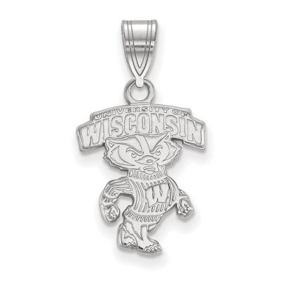 Black Bow Jewelry Sterling Silver Wisconsin Badgers NCAA Medium Pendant