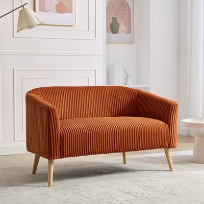 Hrinhom 50.8"W Modern Loveseat,Upholstered Corduroy 2-Seater Sofa With Wood Legs
