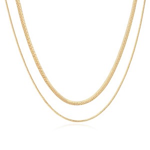 Turandoss 18K Gold Layered Necklaces for Women, Dainty Choker Chain Necklace, Snake Rope Paperclip Chain, Gold Jewelry for Women, Christmas Gifts - 1 of 4
