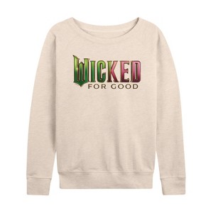 Women's - Wicked - For Good Logo Lightweight French Terry Wide Neck Long Sleeve Graphic Shirt - 1 of 4