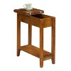 HomeStock Belmont Narrow Wedge End Table with Open Shelf, Beveled Edges and Tapered Legs Perfect Between Chairs or Small Spaces - 2 of 4